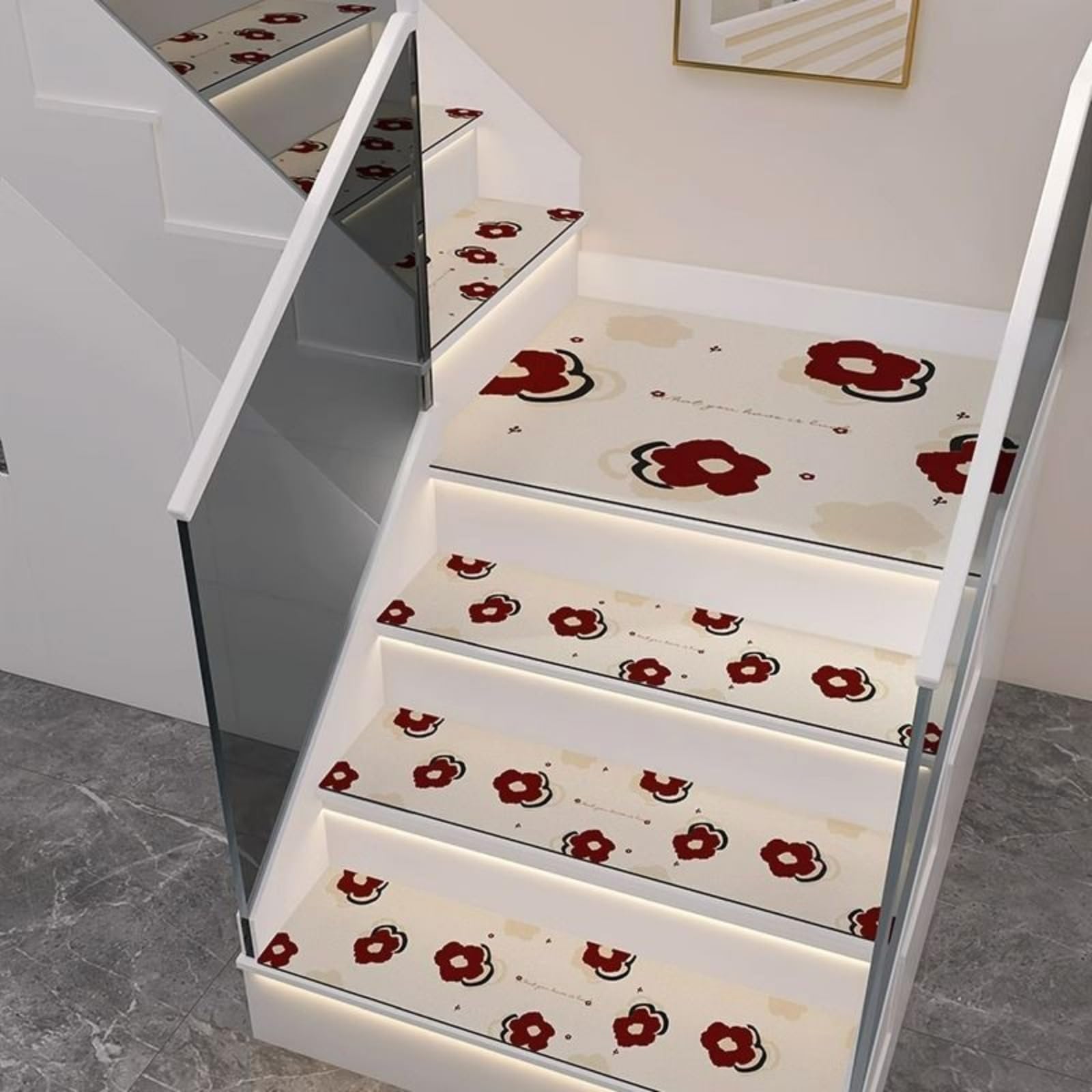 Peldaños de escalera antideslizantes 26x75cm para interiores protectores de escalones con goma