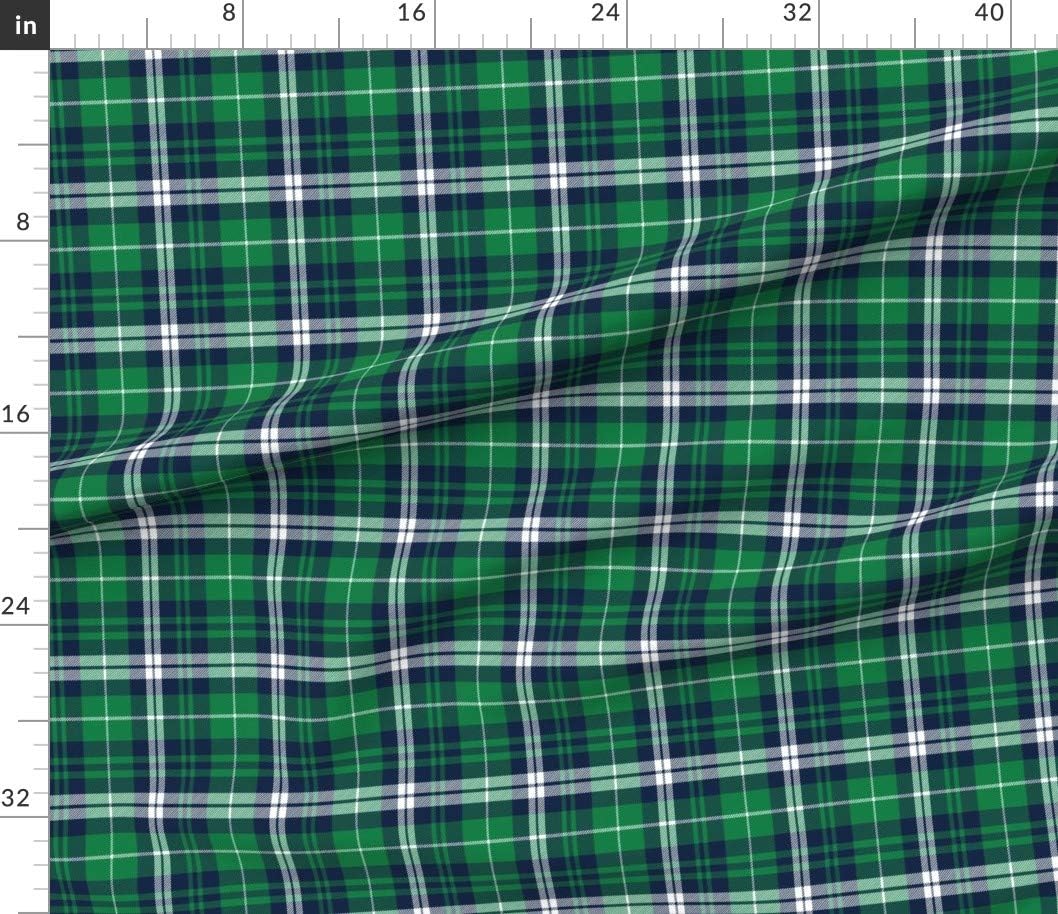 Spoonflower Fabric - Fall Plaid Navy Green Wholecloth Cheater Quilt Top Coordinate Winter Printed on Petal Signature Cotton Fabric Fat Quarter - Sewing Quilting Apparel Crafts Decor