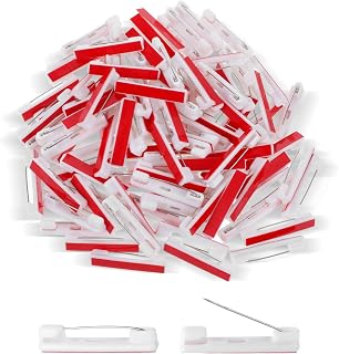 100 Pcs White Safety Bar Pins with Adhesive 1.42 Inch Adhesive Pin Backs Large Bar Pins with Sticky Badge Clips, Plastic Name Tag Brooch Pin, ID Card Backs Clips for Name Tags, ID Badges, DIY Crafts
