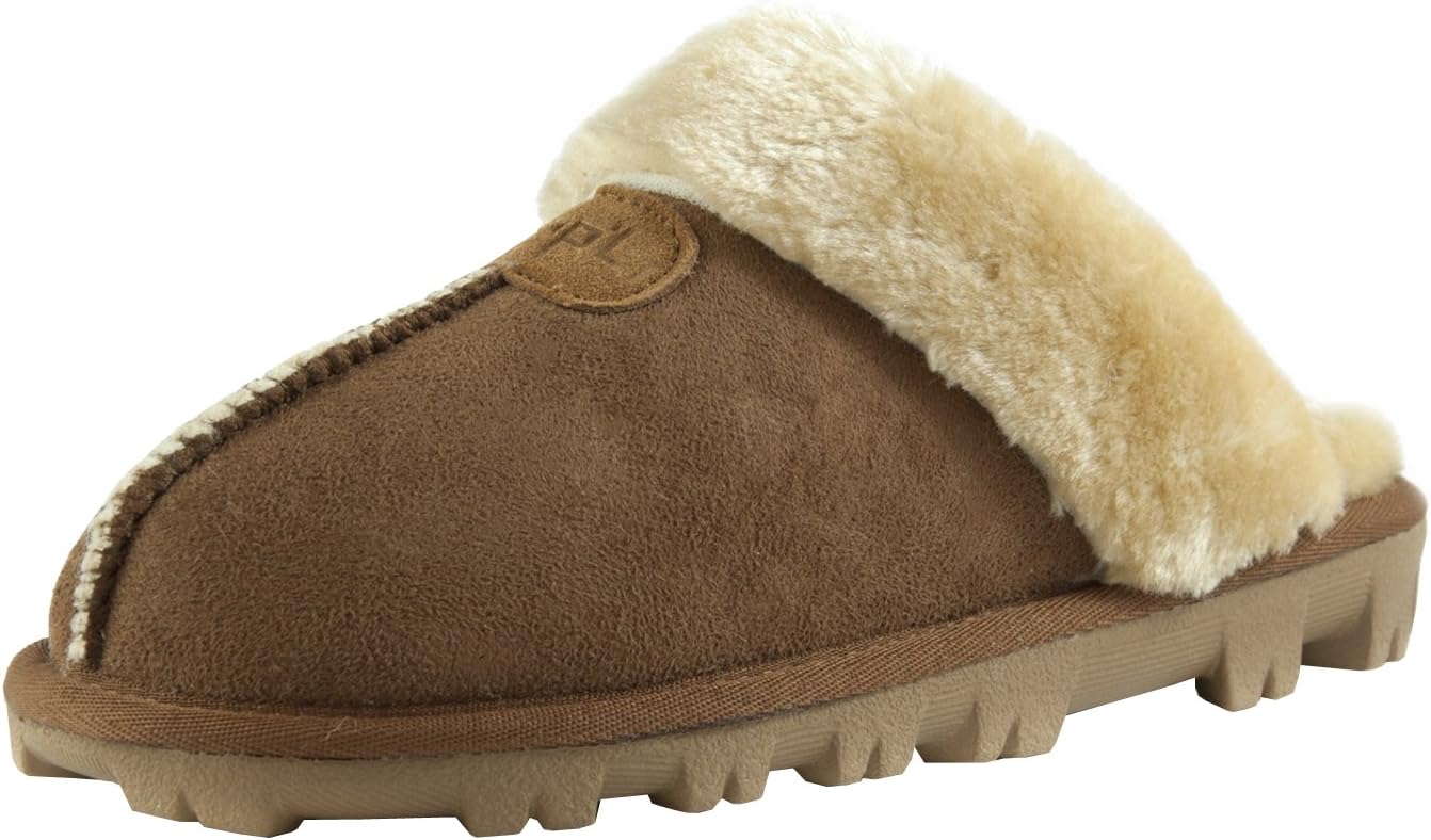 Pantuflas de mujer con forro de piel sintética, suela de goma
