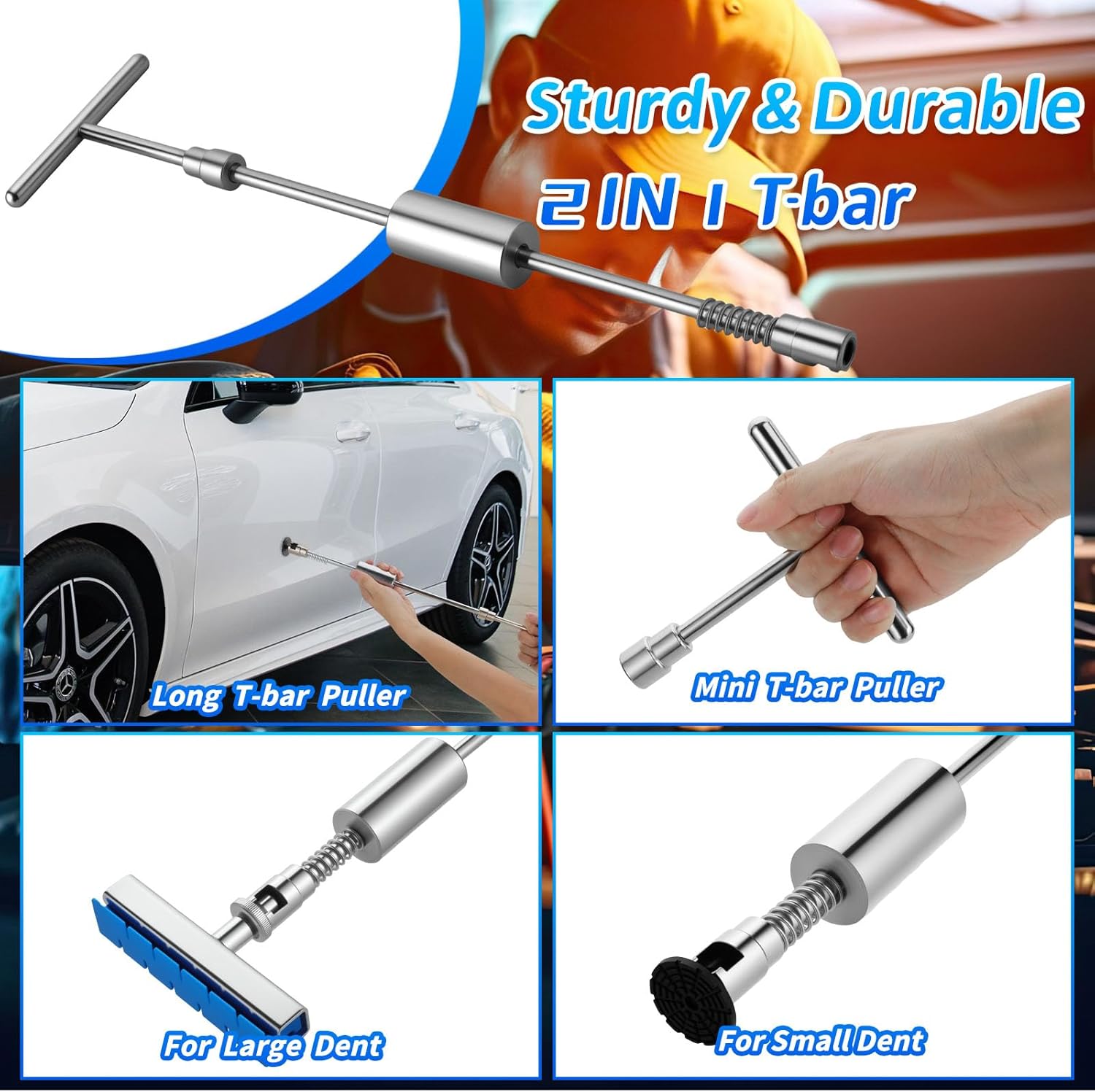 Car Dent Puller Kit, 161Pcs Body Repair Tools Paintless Dent Removal Tool with Adjustable Dent Lifter & Bridge Puller, Hail Damage Repair Kit for Car Refrigerator Door Ding-Black