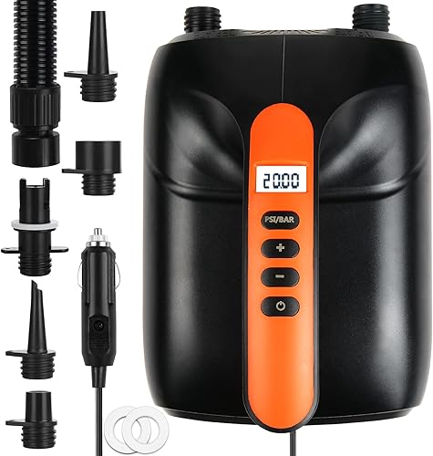 furein Bomba de aire SUP de alta presión de 20 PSI, bomba eléctrica de tabla de remo con apagado automático, función de inflado y desinflado de