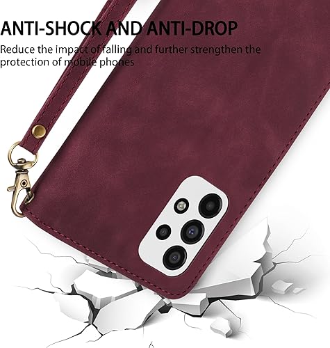 Miniatura 7 de ZZXX Funda tipo cartera para Samsung Galaxy A53 5G con ranura para tarjeta de bloqueo RFID, piel sintética suave de alta calidad, con cremallera y