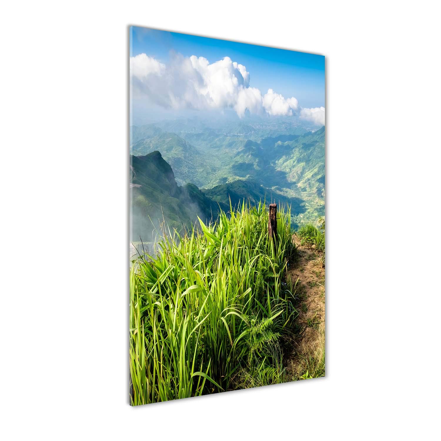 Peinture sur verre 70x140cm sentier de montagne : évadez-vous depuis votre salon