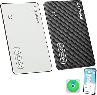 Wallet Tracker Card for Apple Find My (iOS Only) Compatible Smart Wallet Air Tag Tracking for Keys Luggage Anti-Loss Finder Tag Air Tags Card (Carbon+White/2Pc)