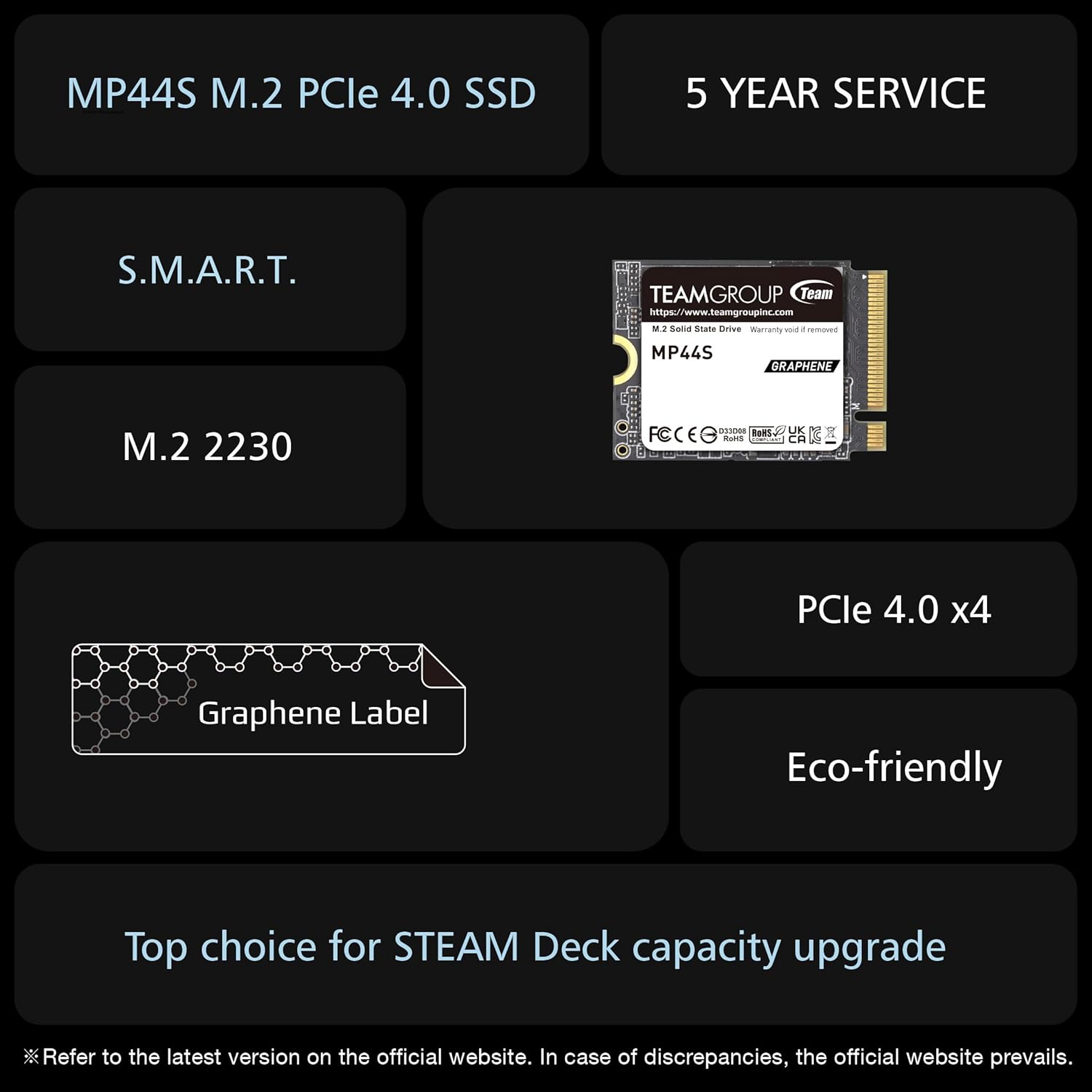 TEAMGROUP MP44S SSD 2TB SLC Cache Gen 4x4 M.2 2230 PCIe 4.0 NVMe Steam Deck ASUS ROG Ally Mini PCs R/W Speed up to 5000/3500 MB/s TM5FF3002T0C101 - Image 4