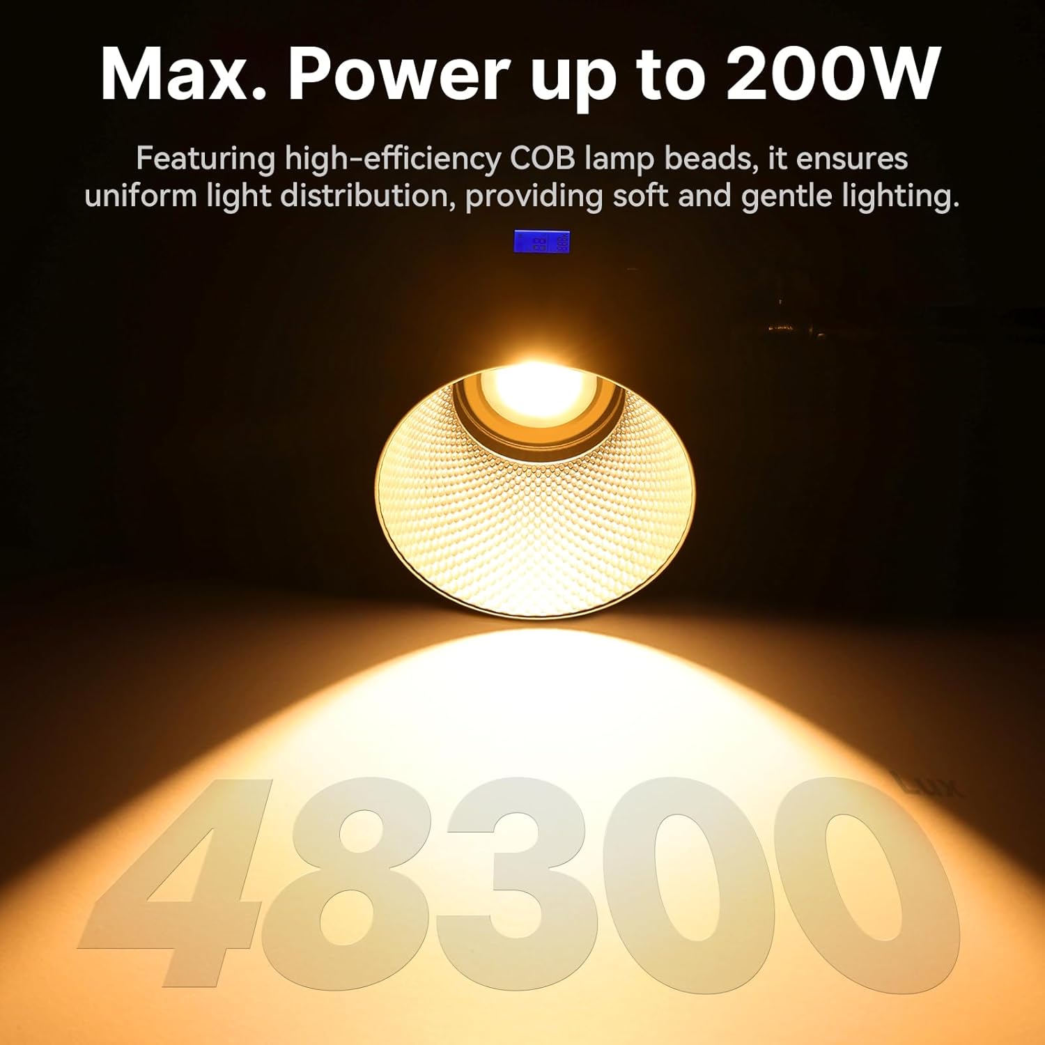 ULANZI 200W Bi Color LED Video Light COB Continuous Output Lighting, COB Bowens Mount Photography Fill Light APP Control Studio Light with Power Adapter