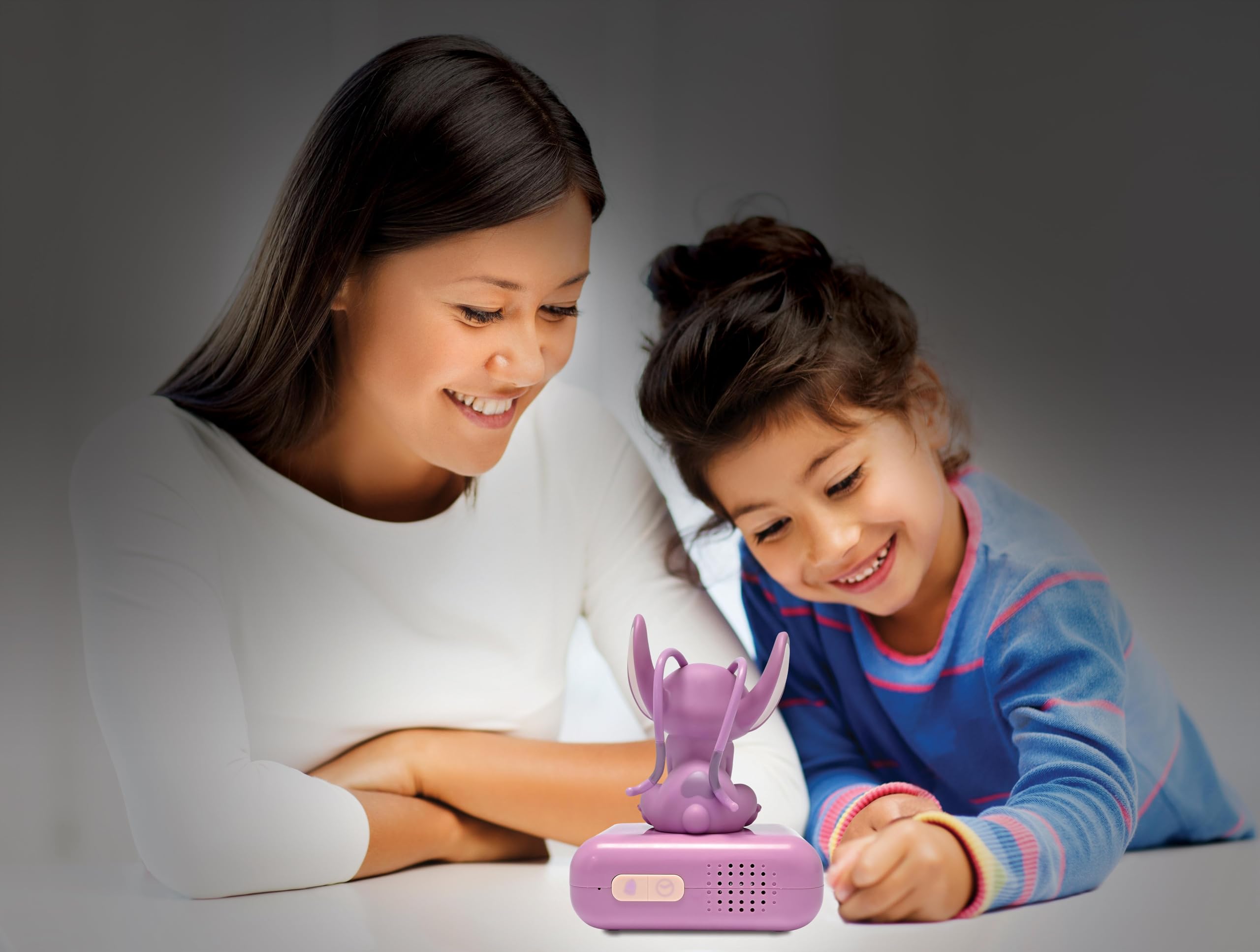 Lexibook, Disney Stitch, Angel Nachtlicht-Wecker, Töne und Melodien, hintergrundbeleuchteter LCD-Bildschirm, Leuchtend, Schlummerfunktion, rosa, RL800D1LXB
