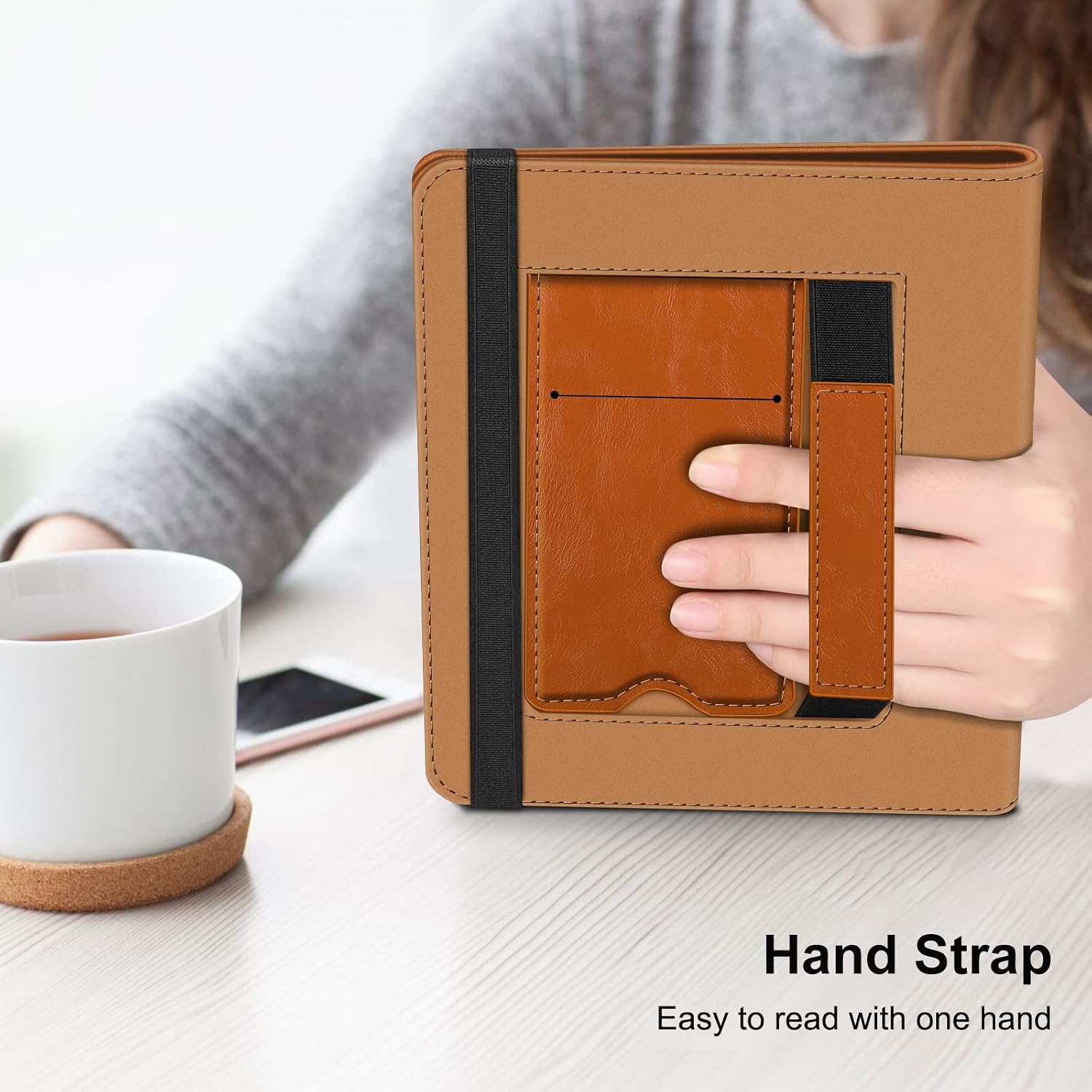 Fintie Universal Stand Case for 6-7 Inch Tablet eReader, Brown | PU Leather Sleeve Kickstand Cover, with Card Slot & Hand Strap, for 6"- 7" Kindle/Kobo/Nook/Tolino/Pocket Book E-Book Tablet