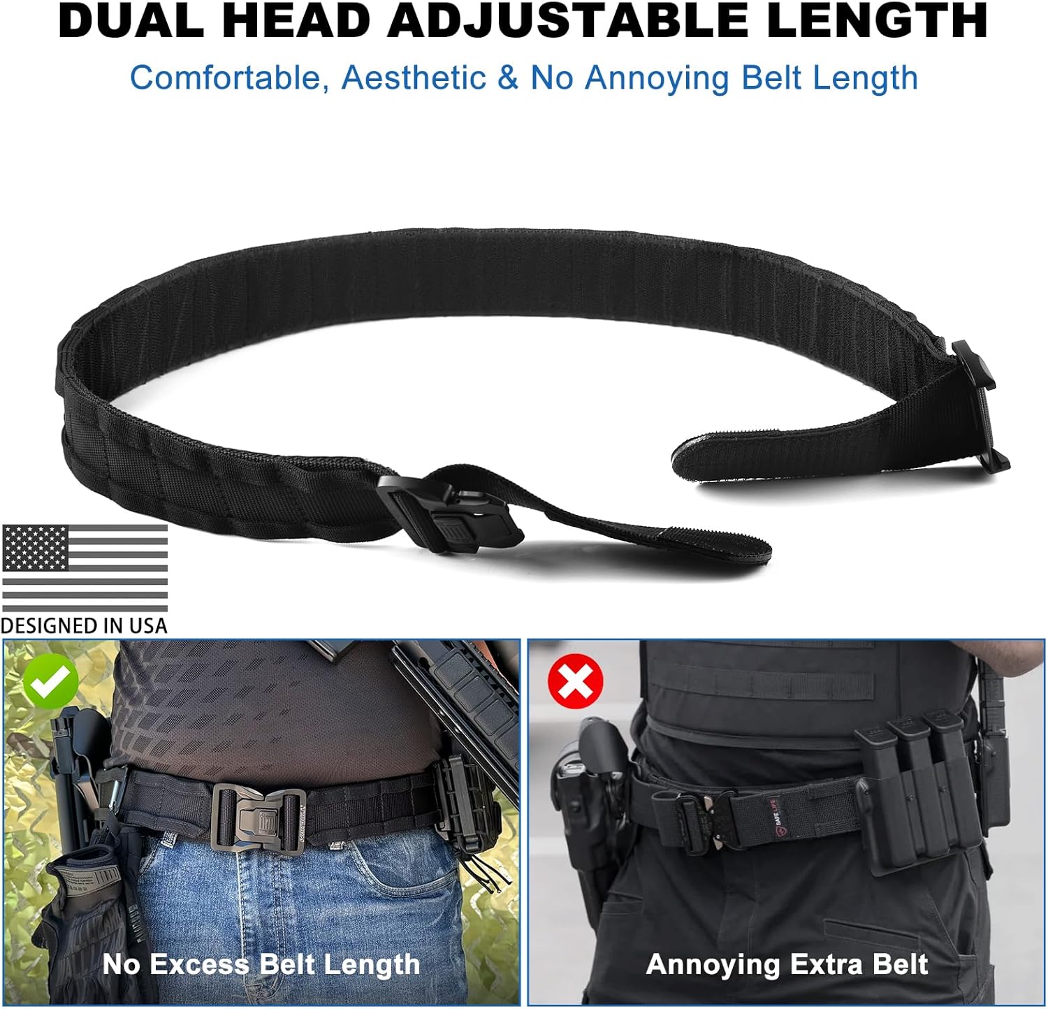 WarBull Tactical Battle Molle Belt, 2'' Quick Release Gun Belt w/Secure Locking, 1.57'' EDC Inner Belt, Duty Combat Belt - Image 6