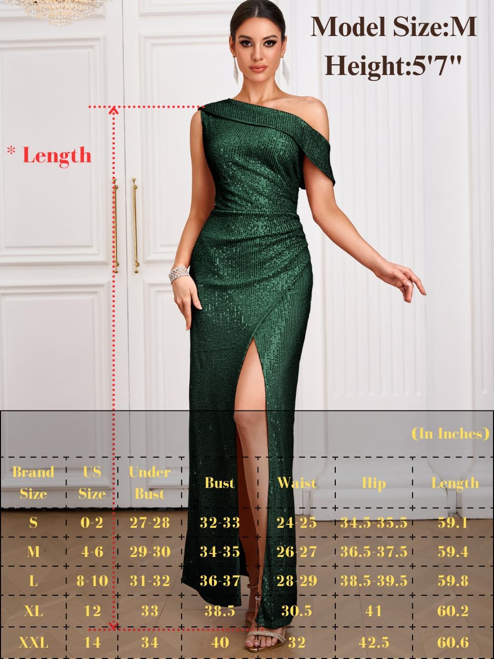 Kaei&Shi Sequin Dress with Slit,Off Shoulder Long Formal Dresses for Women,Elegant Prom Cocktail Evening Gowns - Image 6