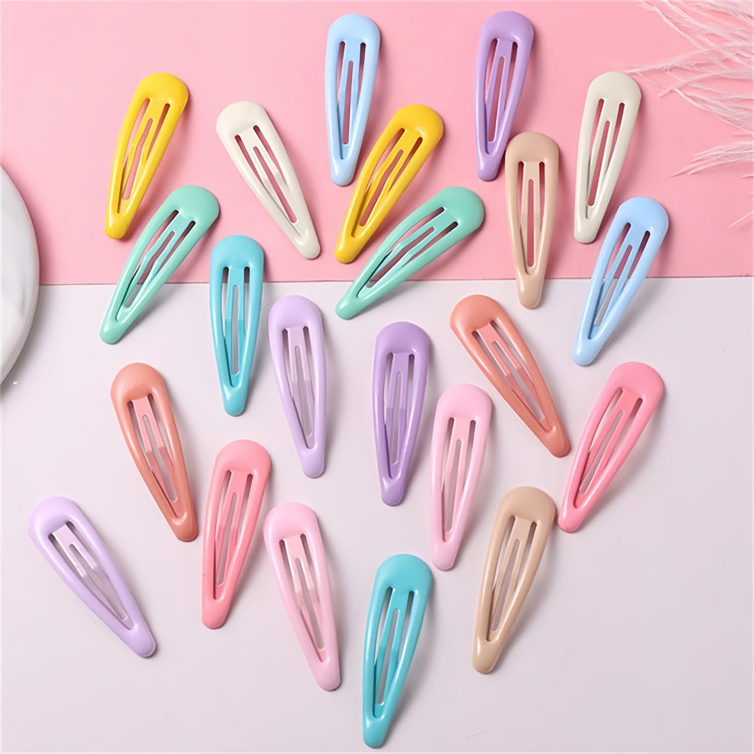 Lot de 40 barrettes à cheveux pour fille - 5 cm - Couleur bonbon - Avec boîte à clipser - Pour filles et enfants (couleur 1)