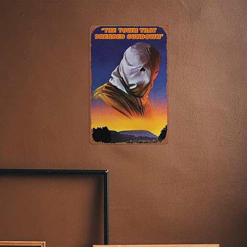 Miniatura 6 de Letrero de metal con texto en inglés The Town That Dreaded Sundown (La ciudad que temía el atardecer) de metal para decoración de pared para sala de