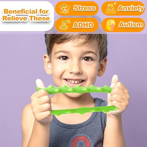 Miniatura 4 de Juguetes sensoriales antiestrés para niños, paquete de 8 pulseras elásticas texturizadas para personas con autismo, TDAH, calma silenciosa, alivio