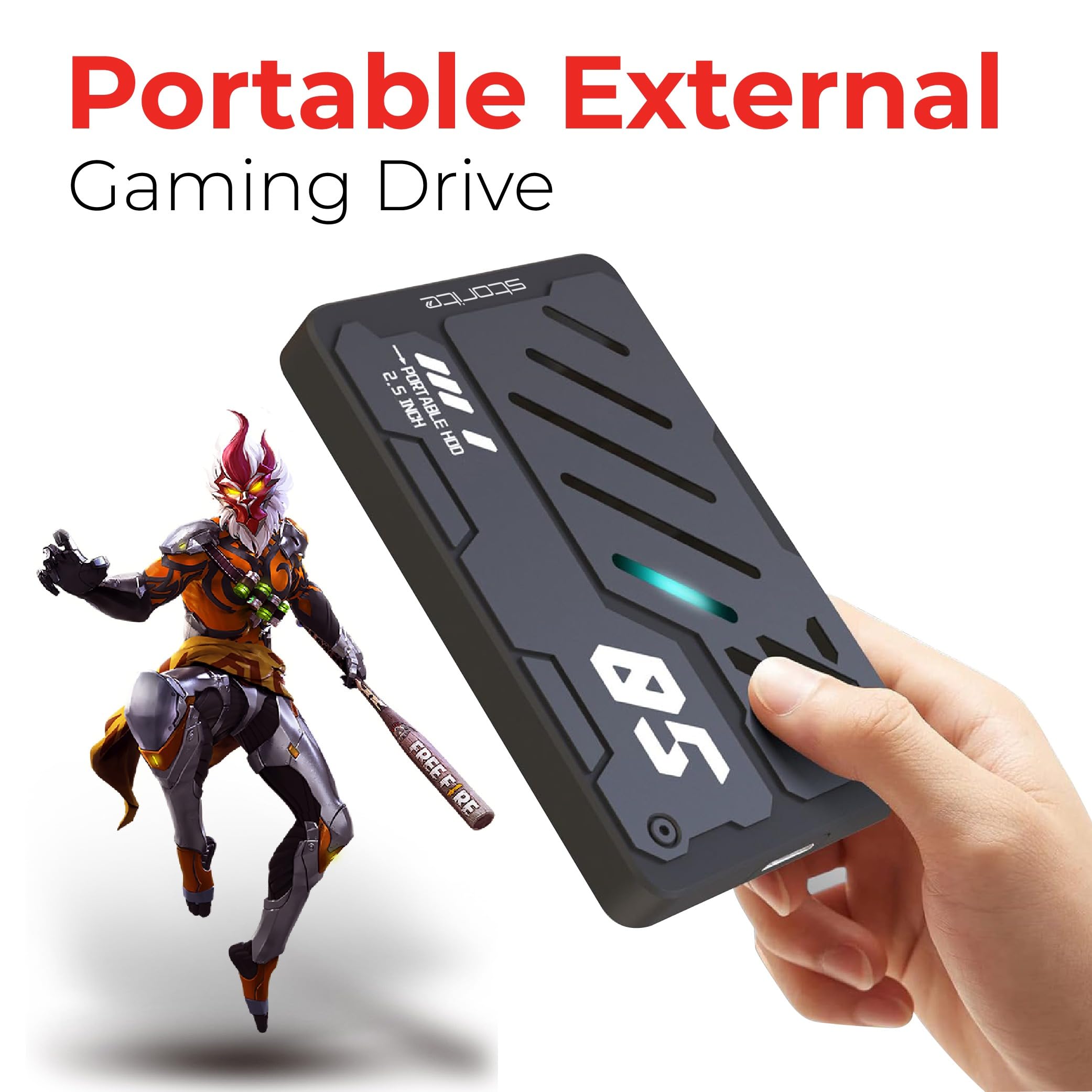 Storite Disco rigido esterno 1 TB USB 3.0, leggero, per backup e archiviazione dati, portatile, per giochi, espansione di memoria per laptop, PC, Mac e desktop.