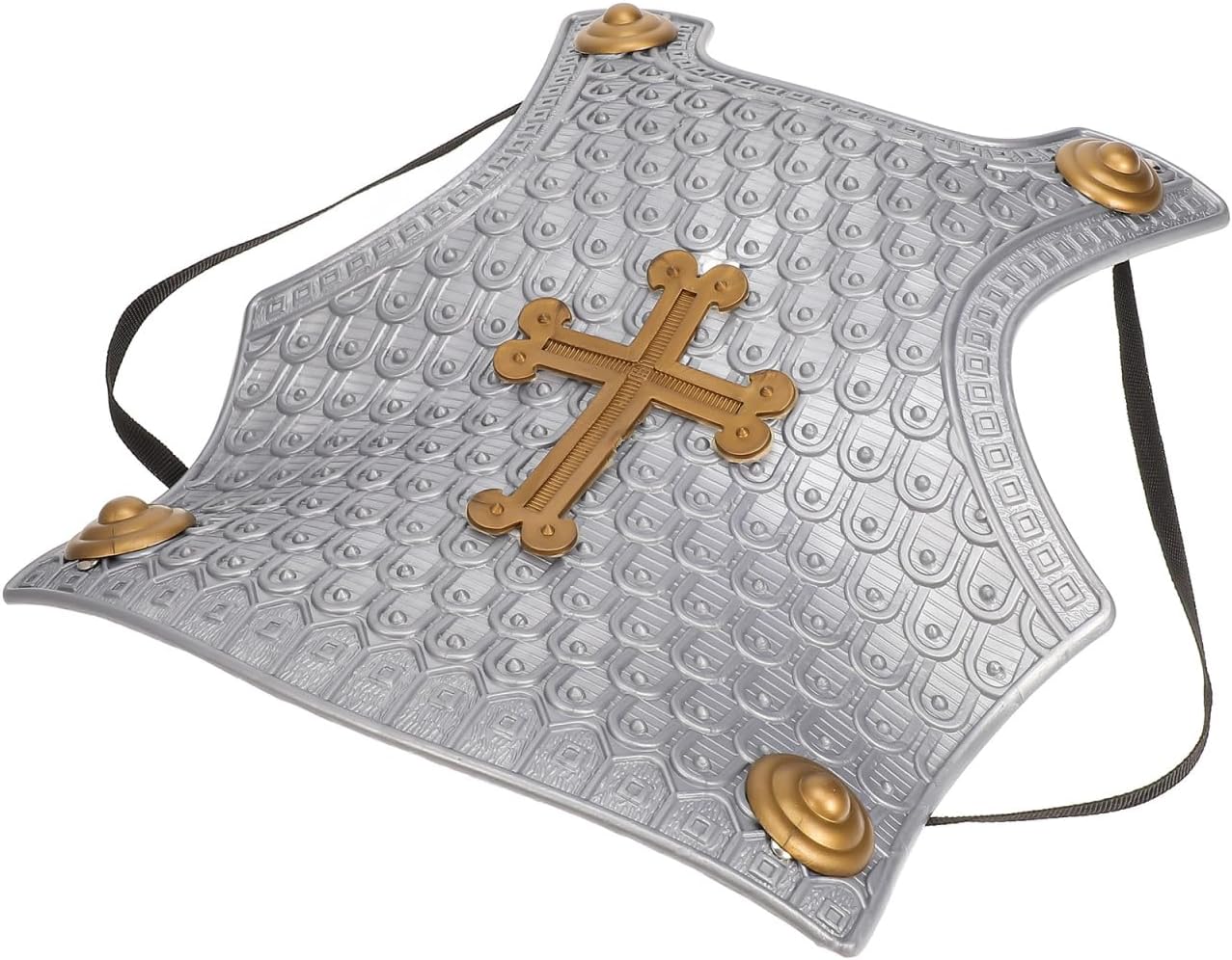 SAFIGLE Little Knight Armor Costume Set: Medieval Knight Shining Armor Soldier Role Play Vintage Plastic Costume - Wearable Vintage Gray Cross Breastplate Royal Dress Up