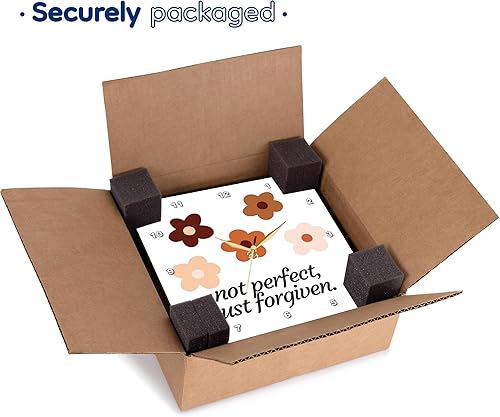 Miniatura 7 de 3dRose Wall Clock Silent - 15 inch - Not Perfect Just Forgiven Retro Rosette - Bible Verse