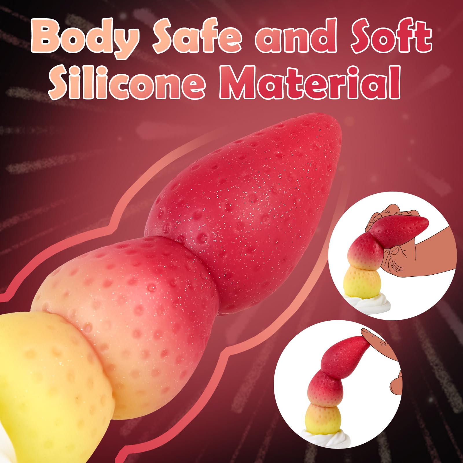 Cute Anal Plug 8" Silicone Knot Dildo with Strong Hands-Free for G-spot Stimulation, Anal Dildo with 3 Knots Sex Toys for Women Men Couples Silicone Realistic Dildos Butt Plugs Anal Beads Vibrating