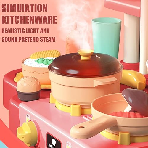 Miniatura 2 de BeibeGood - Juego de cocina para niños pequeños, juego de cocina de simulación, juego de accesorios de juguete con sonidos reales y luz, fregadero