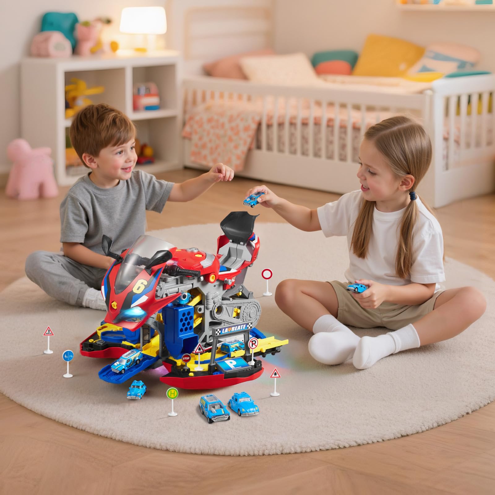 VEVOR Motocykl Motor Toy 25 sztuk Mechaniczna Zabawka Z Zdejmowanymi Częściami Światła i Dźwięki Dla Dzieci Od 3 lat Czerwony