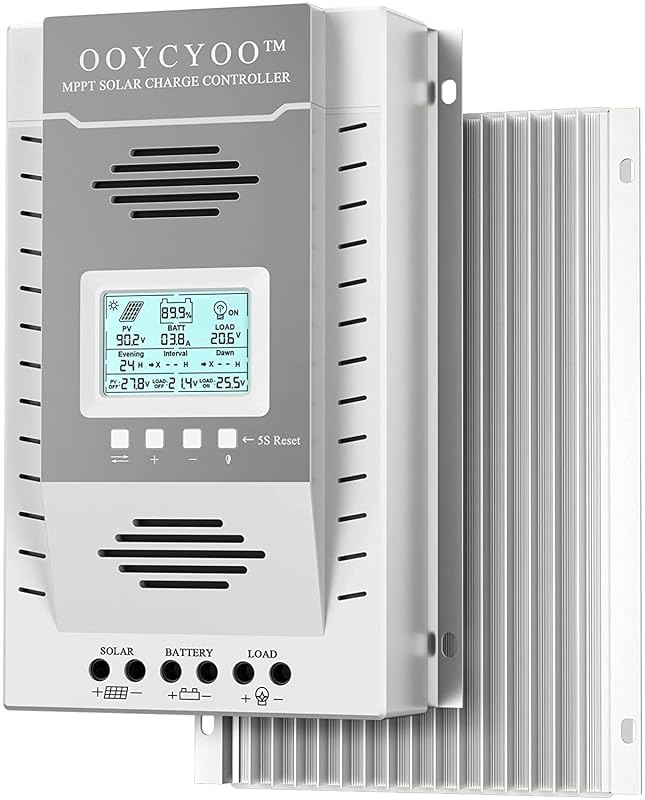Controlador de Carga Solar MPPT OOYCYOO K100 100 A 12 V/24 V Automático com Display LCD e Entrada Fotovoltaica de até 100 V