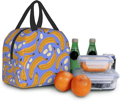Miniatura 8 de Bolsa de almuerzo colorida con estampado de plátano aislada, bolsas de almuerzo reutilizables para comidas, contenedor portátil para hombres y