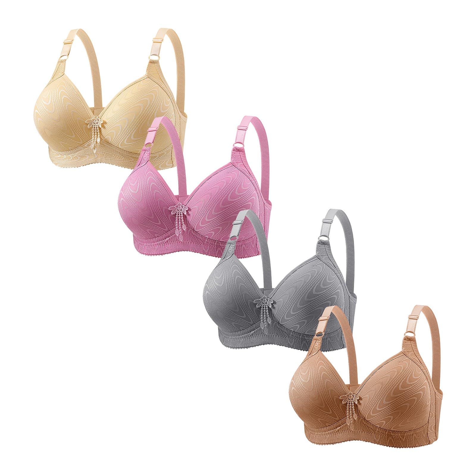 Cocila Soutien Gorge sans Armature Brassière Femme Push Up pour Femmes Armatures Soutien-Gorge Réglable Couverture Complète Grande Taille Quotidien Paquet 4 Gorges Forte Poitrine De Sport sous