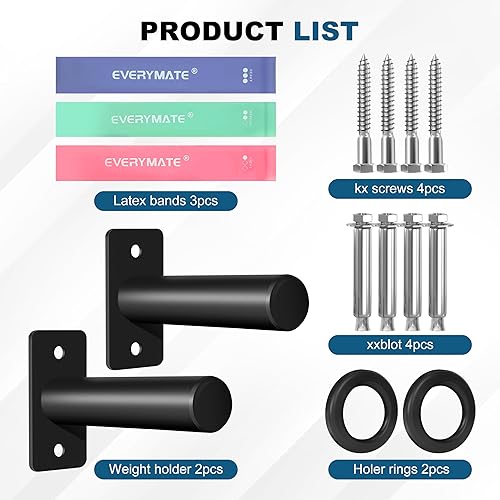 Miniatura 2 de EVERYMATE Weight Plate Rack, Wall Mount Weight Plate Holder for Bumper Plates, Max Weight Capacity 330 lb, Home Gym Organizer