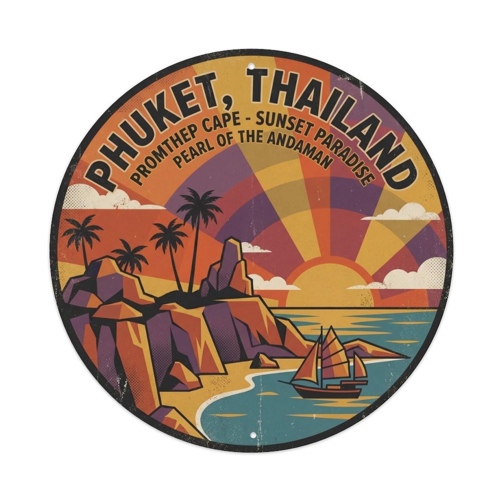 Phuket Promthep Cape Sunset Island Ocean Escape Seaside Metal Tin Sign