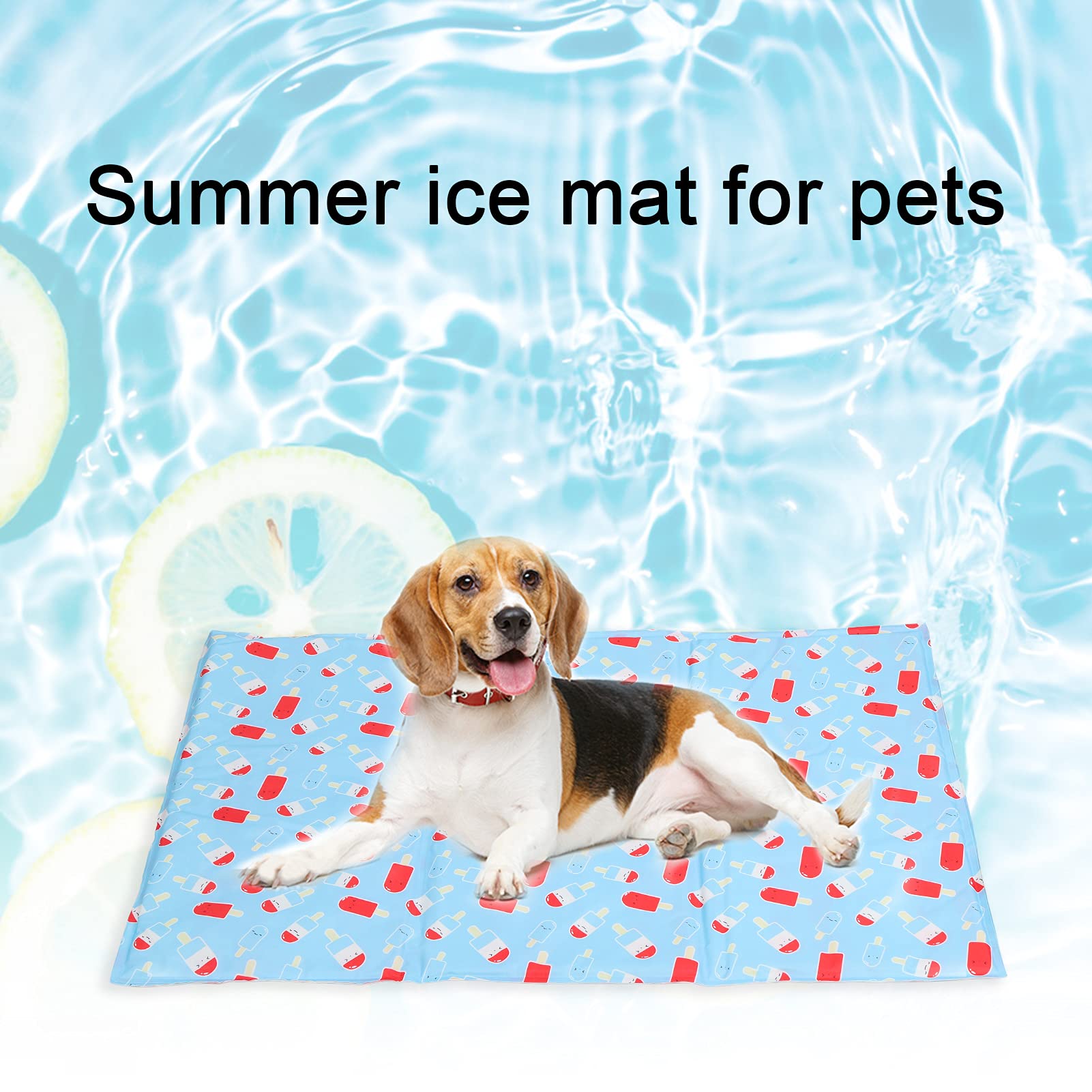 Esterilla refrigerante para mascotas, almohadilla refrigerante de gel para perros y gatos, manta fresca con dibujos animados para clima caluroso con malla transpirable, no necesita (XL: 71*111cm)