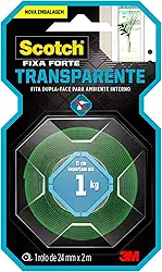 Scotch, 3M, Fixa Forte, Fita Dupla Face, Transparente, 24mm x 2m