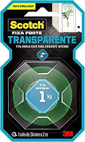 Scotch, 3M, Fixa Forte, Fita Dupla Face, Transparente, 24mm x 2m