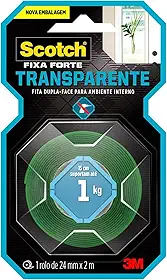 Scotch, 3M, Fixa Forte, Fita Dupla Face, Transparente, 24mm x 2m