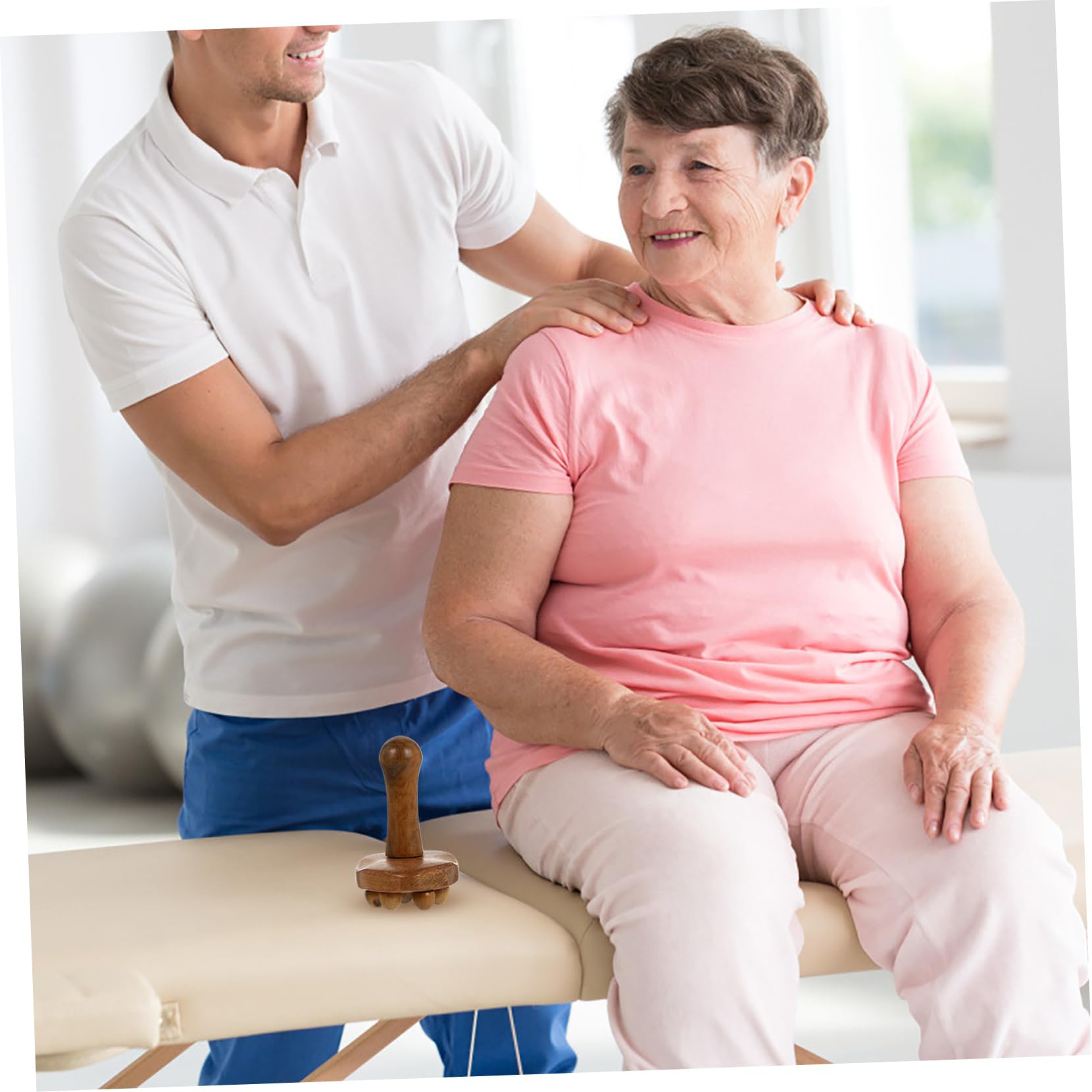 BESTYASH 4piezas Masajeador De Madera Multiusos Para Relajación Herramienta De Masaje De Aromaterapia Para Espalda Cuello y Piernas Diseño De Cuerpo De Madera Natural