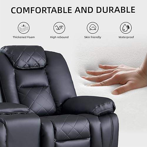 Miniatura 4 de EBELLO Sofá Reclinable Manual Loveseat de Cuero Sintético, Sillón Sofá Reclinable de 2 Asientos con Consola Central, Almacenamiento Oculto y