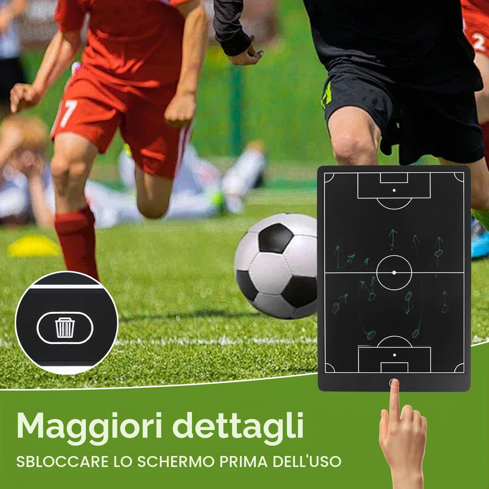 Tavola Tattica Calcio Magnetica AURIVEE 16″ LCD – Lavagna Riusabile con Stilo e Pedine Magnetiche, per Allenatori, Giocatori, Allenamento