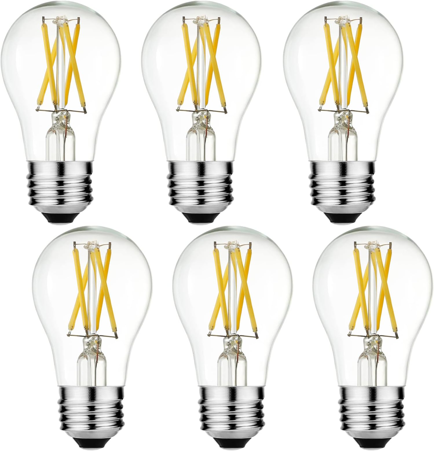 A15 LED Bulb 6W Equal E26 Led Bulb 60 Watt Non-Dimmable Edison Light Bulb Neutral White 4000K Clear AC120V 600LM E26 Bulb for Ceiling Fan,Wall sconces,Fridge,Desk lamp Pack of 6