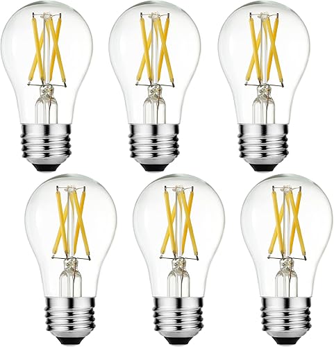 LiteHistory Bombilla LED A15 de 6 W, equivalente a E26, 60 W, no regulable, E26, bombilla Edison blanca neutra, 4000 K, transparente, AC120 V, 600