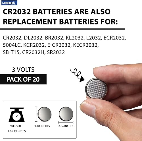 Vista 3 de Loopacell CR2032 20 pilas de botón de litio 2032 de 3 voltios Loopacell originales