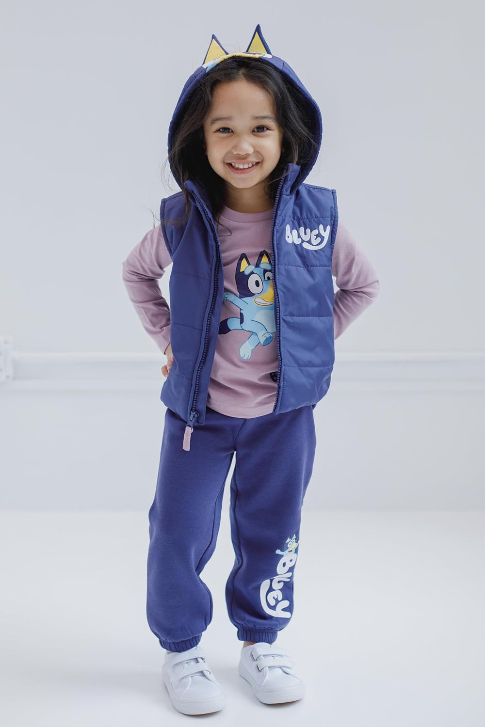 Bluey Girls Zip Up T-Shirt and Jogger Fleece Pants 3 Piece Toddler to Big Kid - Image 2