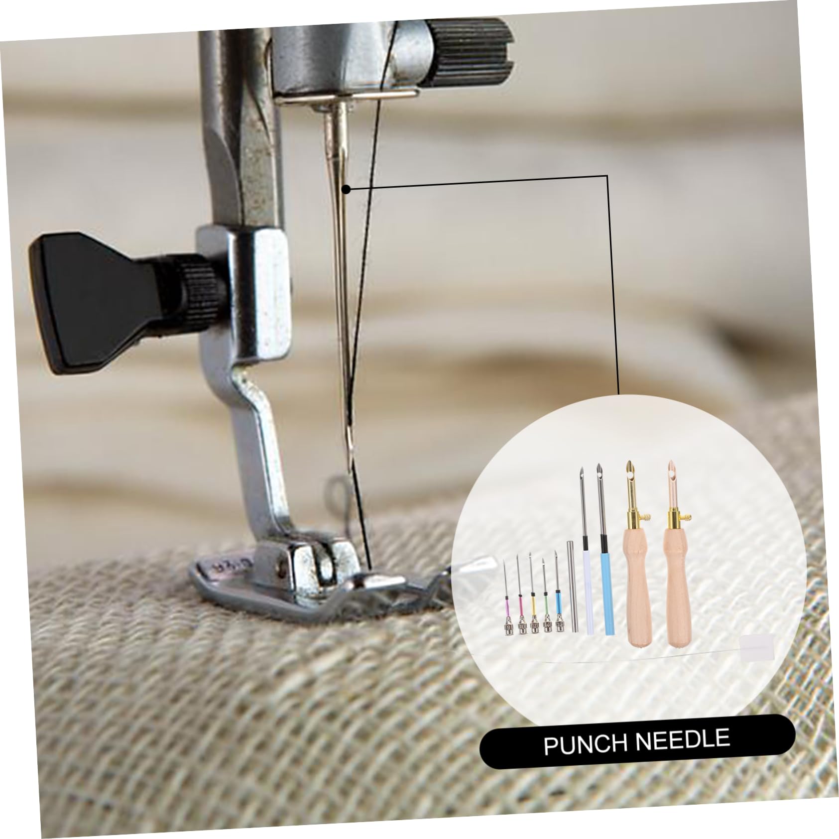 SEWACC DIY Sewing Tools Punch Needle Embroidery Set Punch Needle for Stitching Wooden Handle Comfortable Grip