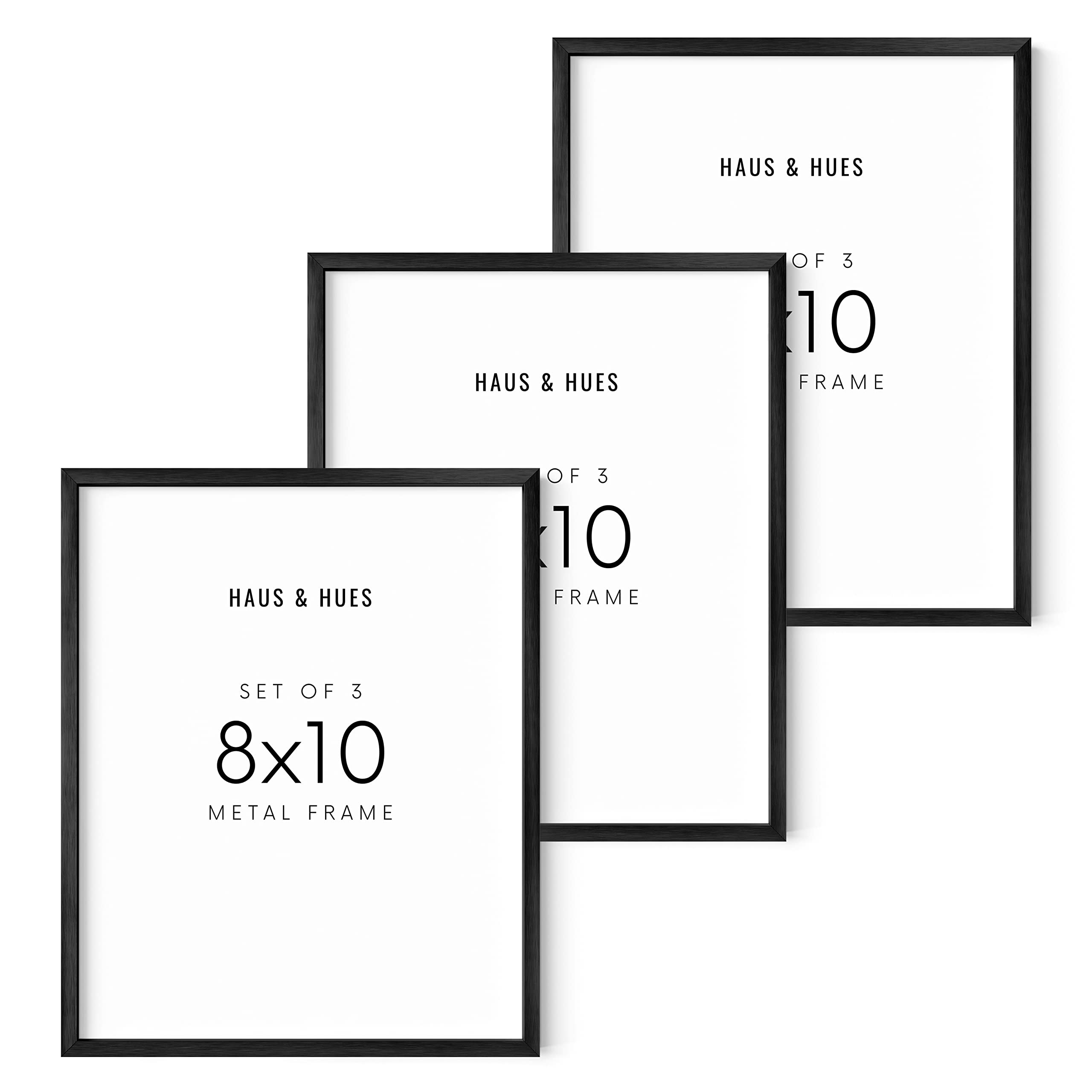 HAUS AND HUES 3-Pack Black Aluminum Frames - 8x10 Picture Frames For Wall