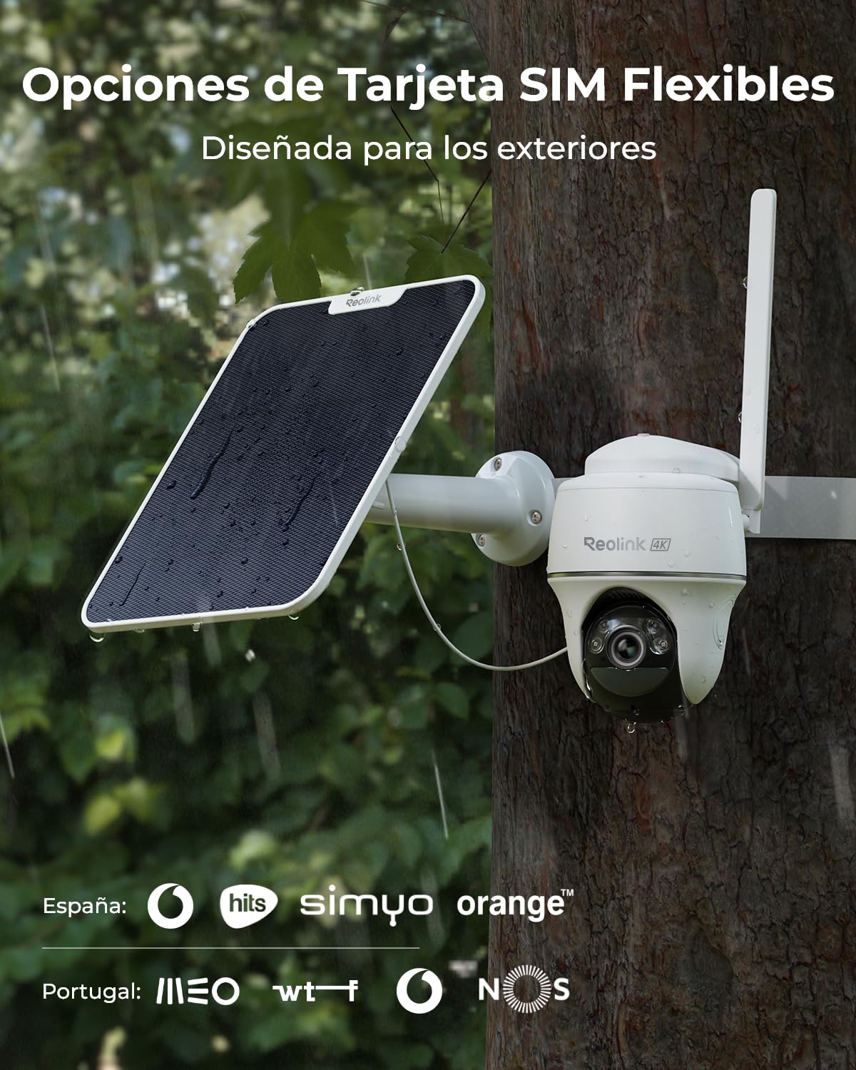 Reolink 4K 8MP Cámara Inalámbrica de Exteriores con Batería, 3G/4G LTE, 360° PTZ, Visión Nocturna en Color, Detección Smart, Audio Bidireccional, Fácil Instalación, Go PT Ultra + Panel Solar + 32GB SD