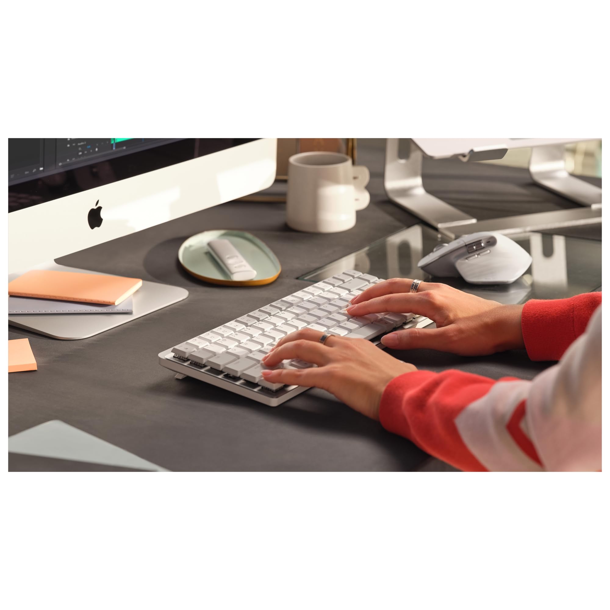 Logitech MX Mechanical Teclado Mini para Mac Inalámbrico Iluminado | AZERTY Francés - Pale Grey