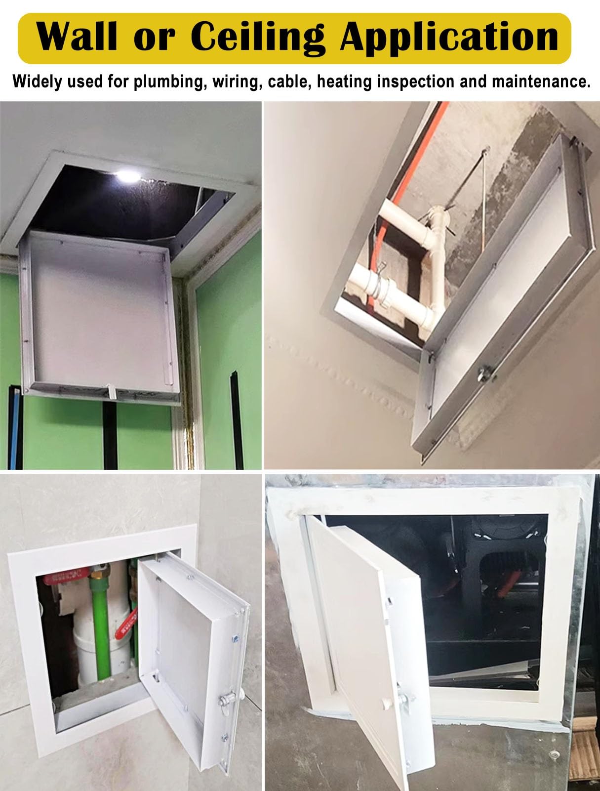 Botola Ispezione Cartongesso Sportello di Accesso al Soffitto 30x30 35x60 40x40 55x55 60x60 cm, Sportello di Accesso con Maniglia Girevole Bianca(20x28in(50x70cm))
