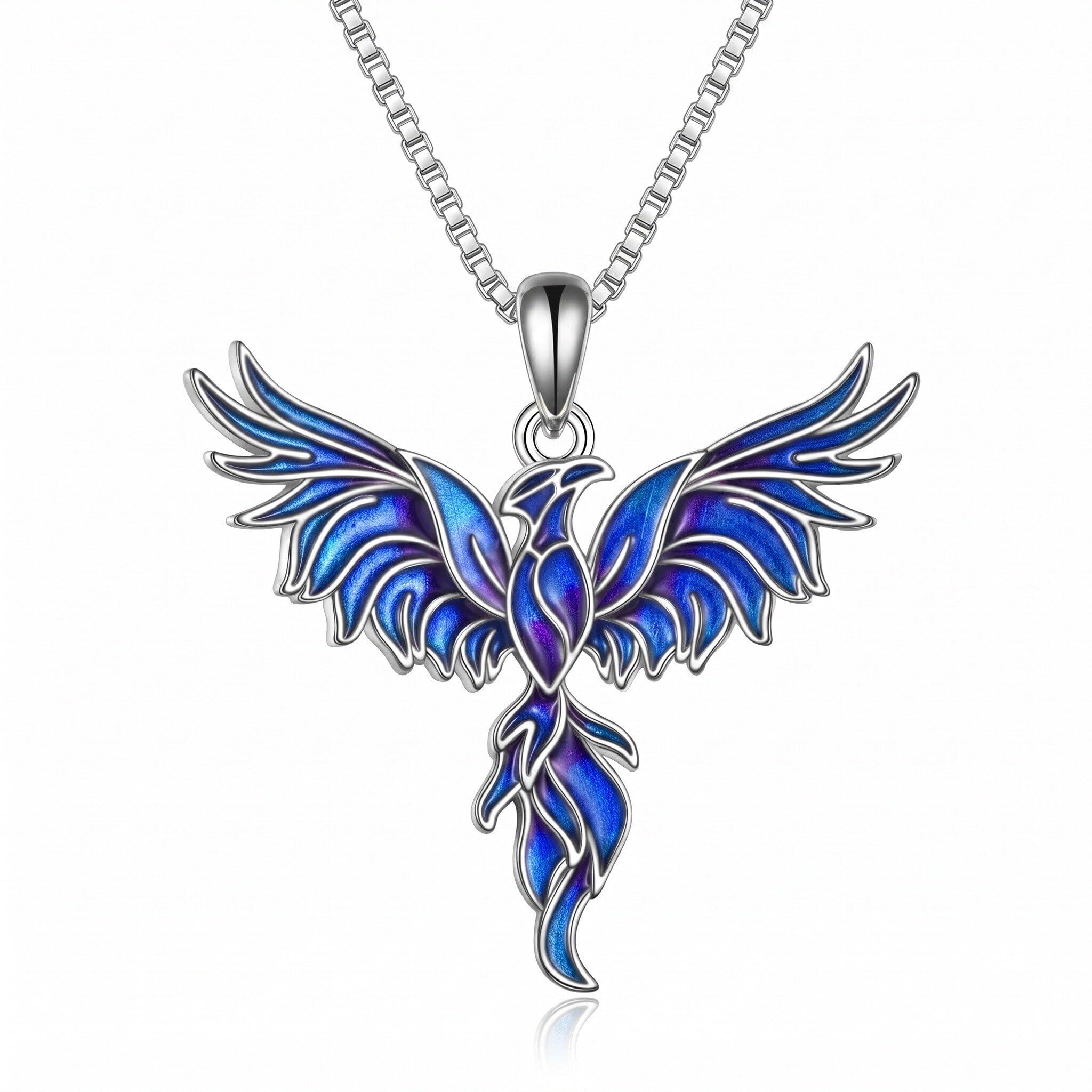 Collana da donna con ciondolo a forma di fenice sfumata, gioiello con ciondolo a forma di fenice, regalo di compleanno o anniversario per lei