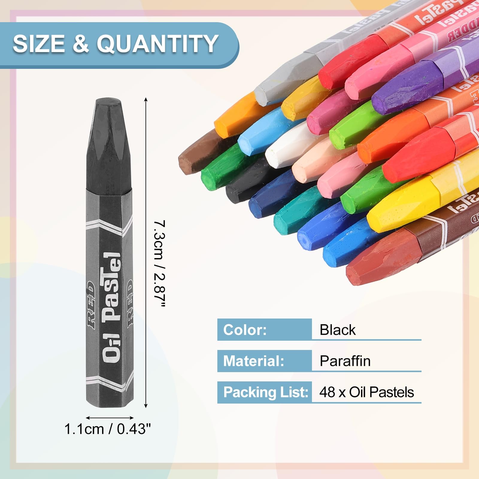 PATIKIL Pastelli A Olio Neri 48 Pezzi Pastelli Morbidi A Olio Colori Vivaci E Crema Bastoncini Per Arte Materiali Per Pittura Disegno Sfumature Graffiti Per Artisti Principianti