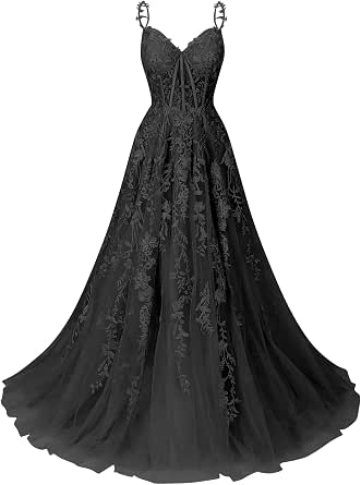 Prom Dresses Spaghetti Straps A-line Evening Dress Tulle Appliques Women Gown Blue Tulle Formal Gown,DS4258 main image 0