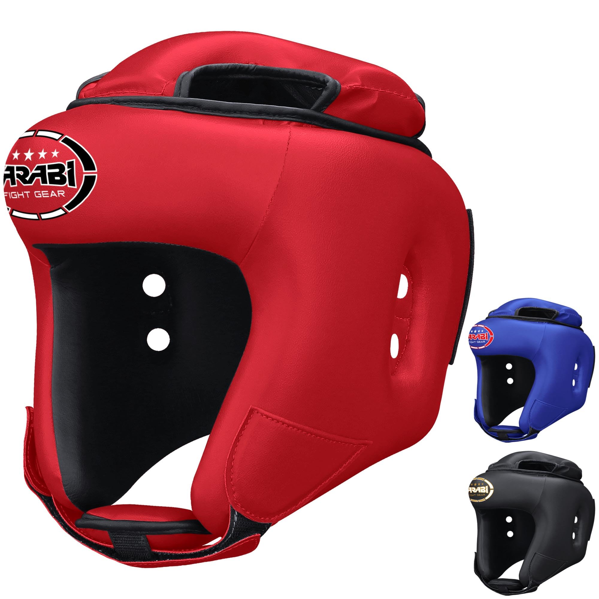 Farabi Boxing Head Guard Protector Open Face Adi Series of Boxing Helmet (Red, X-Large)