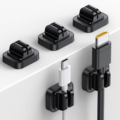 5Pack Cable Spring Holder Clips, Cord Organizer for Desk - Lamicall Adjustable Clip, Wire Organizer, Phone USB Charger Holder, Management Wall Car Desktop Nightstand